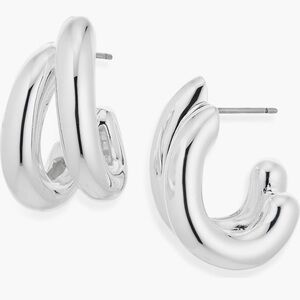 Sleek Silver Twisted Hoop Earrings - Women's Post-Back Hoops